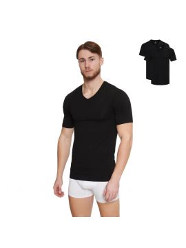 Logan V-Hals T-Shirt Zwart 2-pack (-50%)